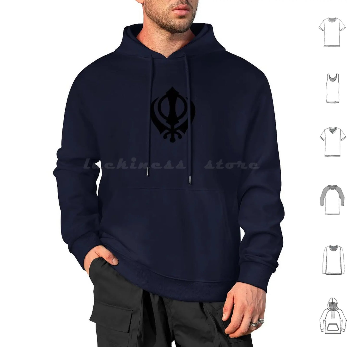 Khanda Hoodie Cotton Long Sleeve Khanda Sikhi Sikh Sikhism Religion Religious Punjab Punjabi Singh Kaur Sikh Symbol