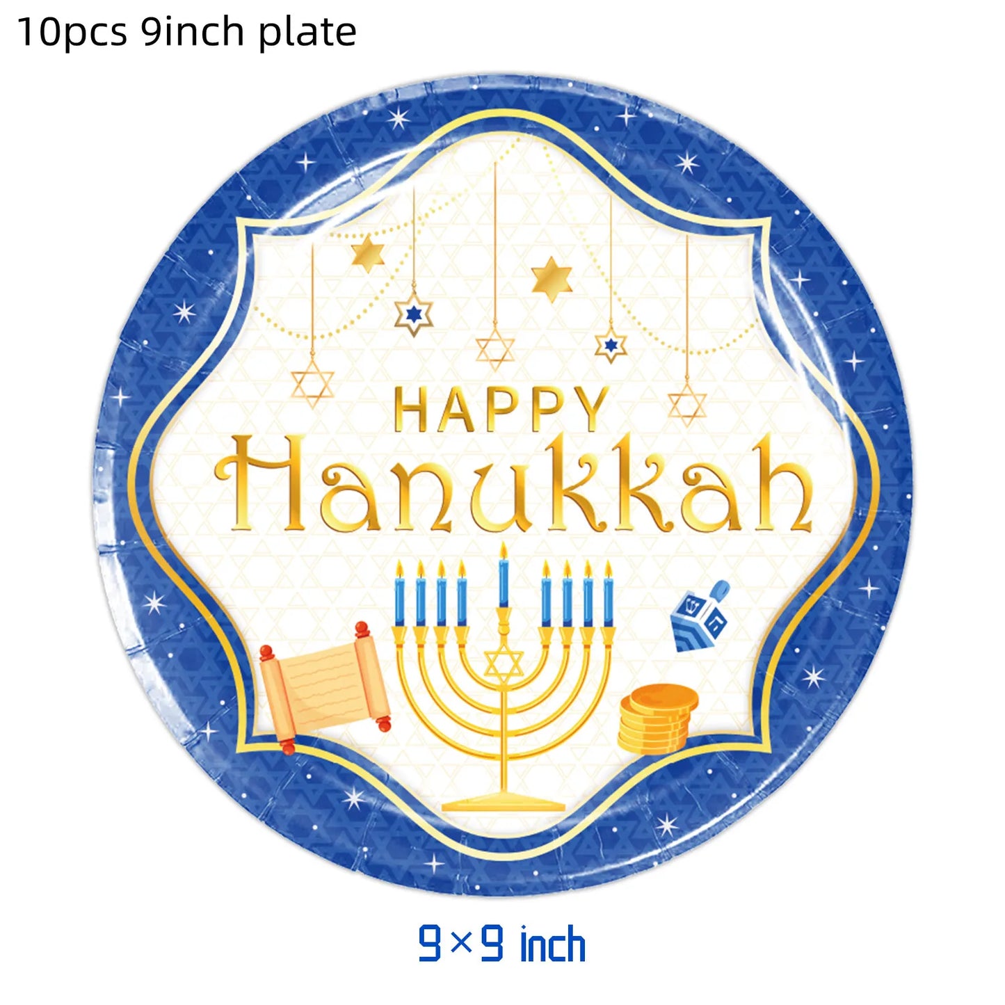 Jewish Hanukkah Birthday Party Decoration Cake Topper Balloon Candle Chanukah Party Supplies Tableware Banner Backdrop