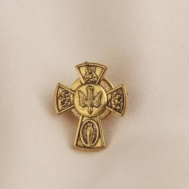 Catholic Christian Jerusalem Cross Brooch Badge religious jewelry articulos religiosos catolico church halo gifts