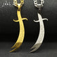Islamic Imam Ali Zulfiqar Sword Pendant Necklace for Women Men Stainless Steel Gold Color Arabic Religion Chain Jewelry NZZZ764