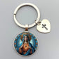 Jesus Sacred Heart Keychain Virgin Mary Glass Dome Key chain Catholic Men's and Women's Jewelry Gifts