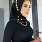 Trendy Muslim Instant Hijab Beads Bonnet Stretch Scarf Islamic Headband Jersey Hijab Headwrap Turbante for Women