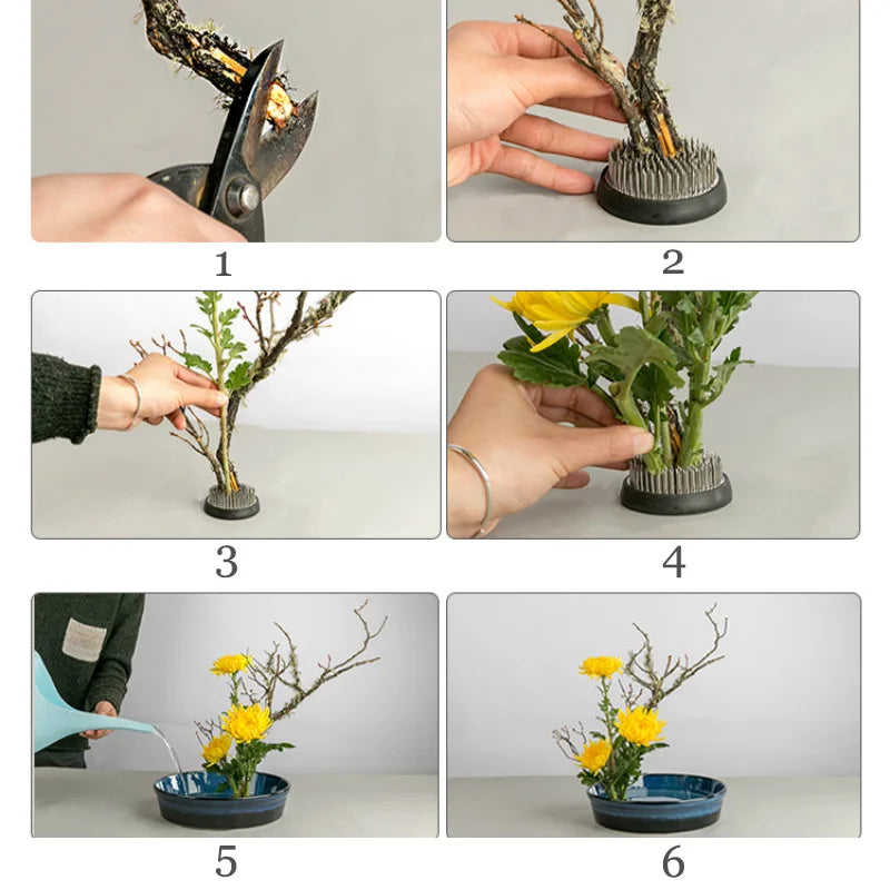 Multi-sizes Florist Floral Arrangement Copper Pin Frog Prong Brass Needle Fixed Tools Japanese Ikebana Kenzan Garden Bonsai Base
