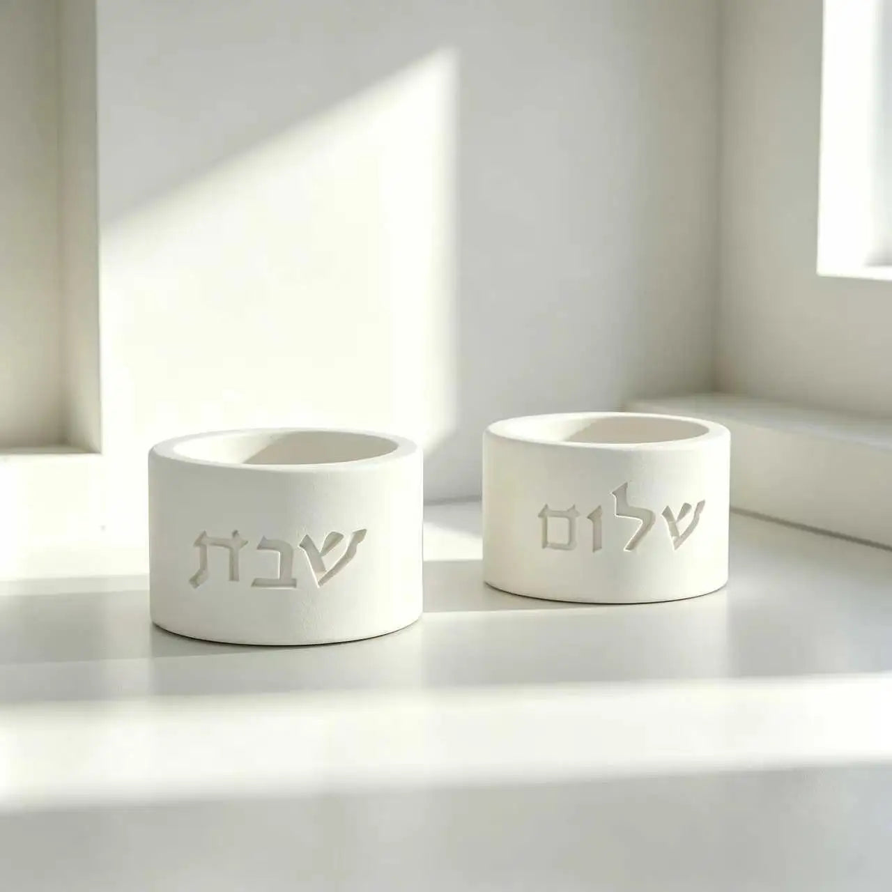 Handmade Concrete Shabbat Candle Holders Set Silicone Mold Jewish Tealight Holders Shabbat Candlesticks Gift Molds