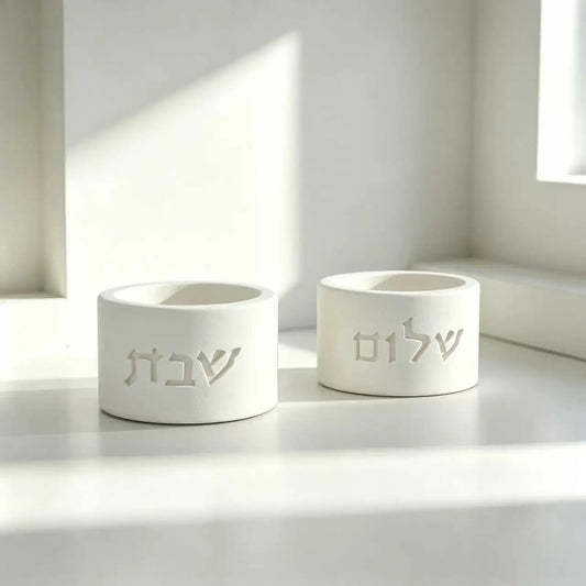 Handmade Concrete Shabbat Candle Holders Set Silicone Mold Jewish Tealight Holders Shabbat Candlesticks Gift Molds