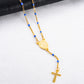 Jesus Stainless Steel Cross Rosary Christian Catholic Religious Width 1.5mm Enamel Satellite Bead Cable Link Chain Necklace