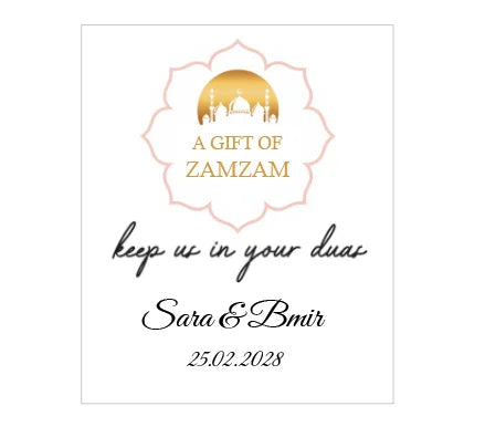 100pcs Custom A Gift Of Zam Zam Sticker Water Bottle Label Wedding Favours Hajj Umrah Mubarak Nikkah Adhesive Guest Gift Baptism