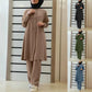 Modest Women Shirts Tops and Pants Autumn Two Pieces Abaya Sets Muslim Islamic Casual Kaftan Robe Turkey Clothing
