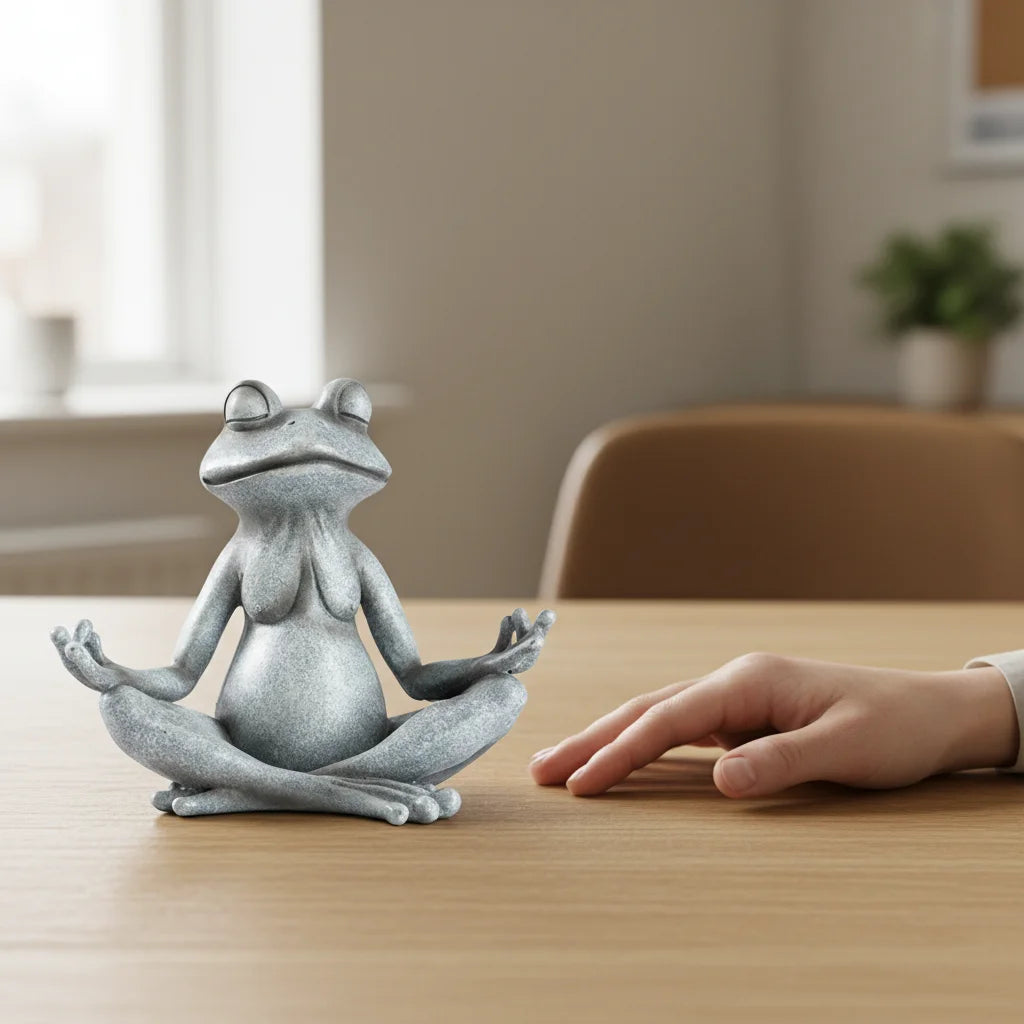 VILEAD Original Design Meditating Frog Sage Resin Zen Artistic Figurine Decorative Garden Statue Home Office Desk Decor