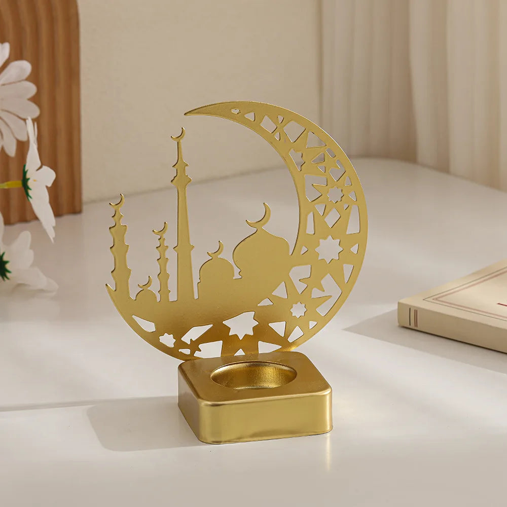 Ramadan Decoration Moon Castle Candle Holder  Eid Mubarak Decorations for Home 2026 Islam Muslim Festival Party Supplies Eid Al