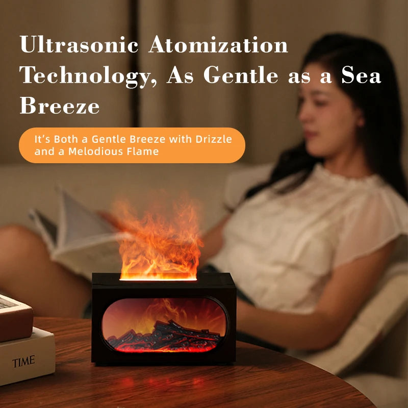Fireplace Humidifier Aroma Flame Humidifier Fragrance Diffuser Aromatherapy Essential Oil Diffuser Fire Humidifier for Home Room