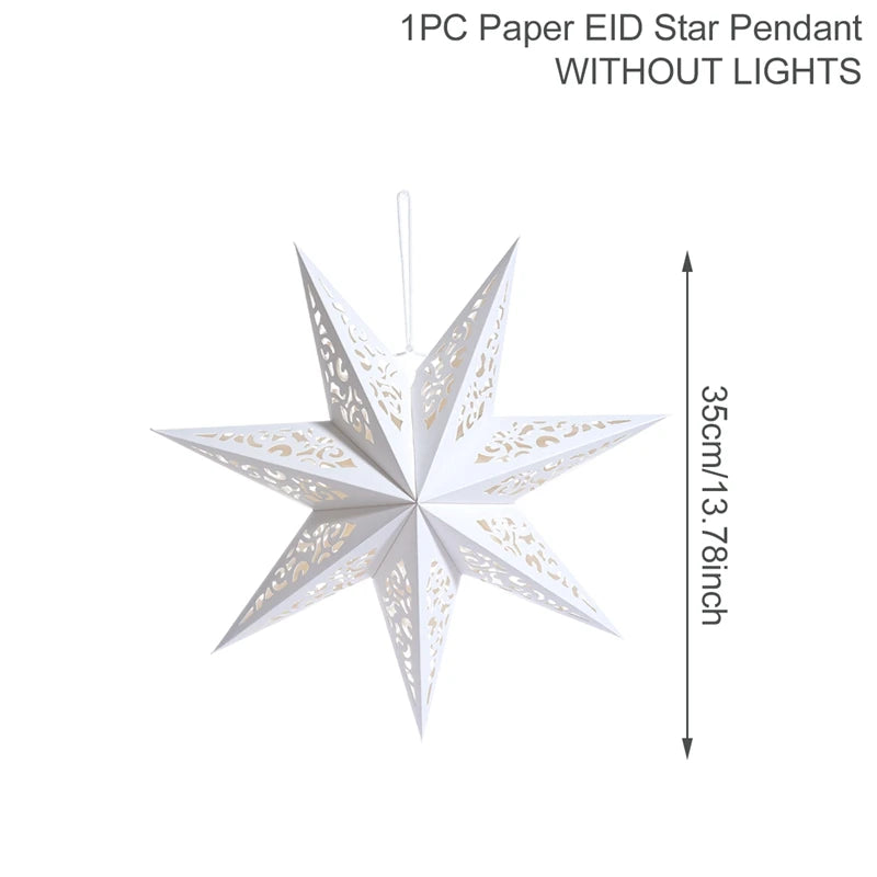 30-75cm Hollow Star Hanging Pendant Eid Mubarak Ramadan Decor 2025 Christmas Decor For Home Islamic Muslim Party Ramadan Kareem