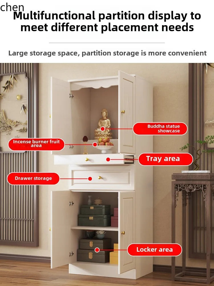 HXL Modern Style Cabinet Household Living Room Buddha Statue Standing Cabinet God of Wealth Bodhisattva Offering Table Offering