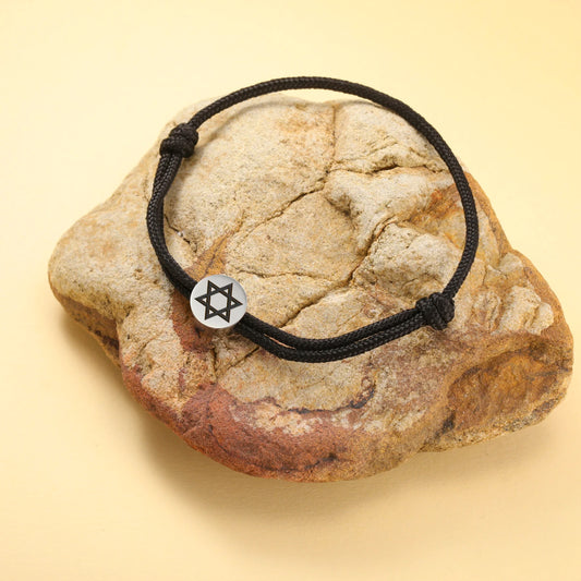 Skyrim Stainless Steel Star of David Round Charm Bracelet Men Women Red Black Rope Bracelets Hexagram Jewish Jewelry Wholesale