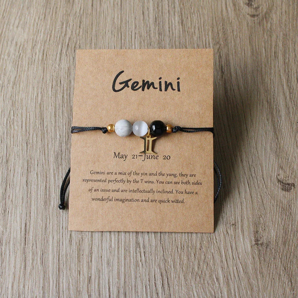 US  Aries Taurus Gemini Cancer Leo Virgo Libra Scorpio Sagittarius Capricorn Aquarius Pisces Gifts for Women Zodiac Bracelet