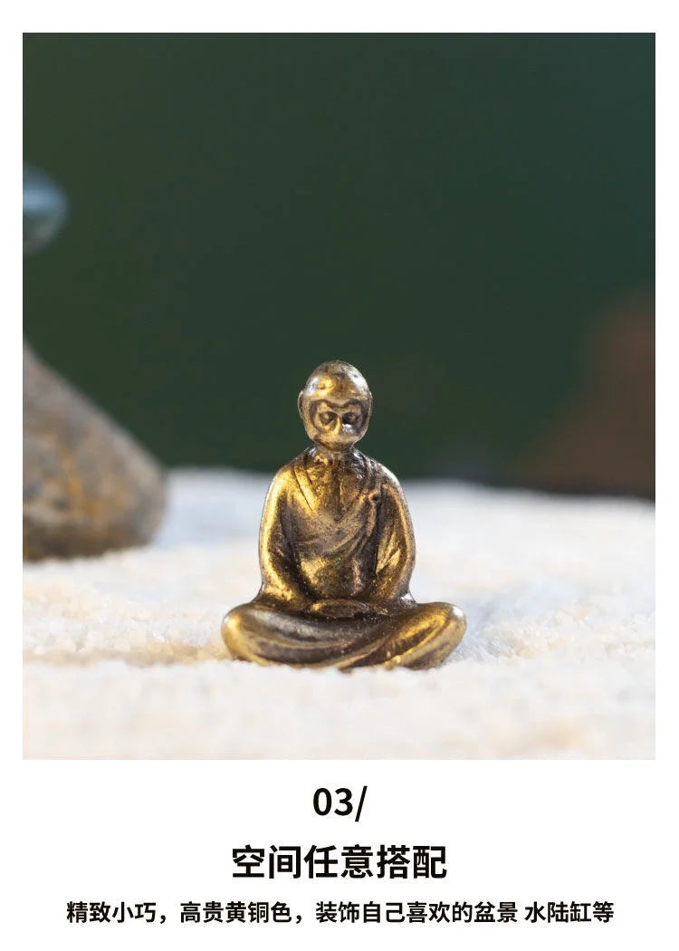 Micro Landscape Bronze Chinese Buddha Ancient Tea Ceremony Zen Moss Rockery Bonsai Sand Table Decorationfairy Garden Miniatures