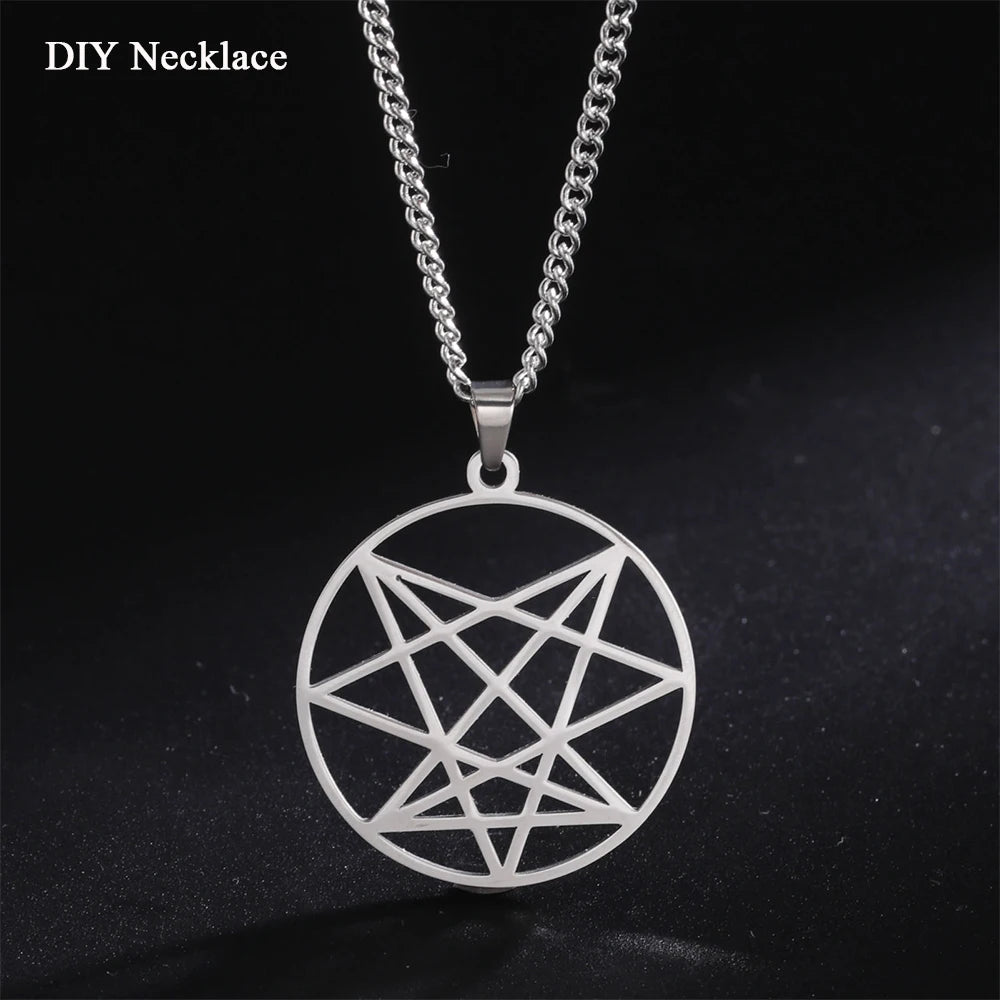 EUEAVAN 1pc Order of Nine Angles Symbol Pendant Amulet Stainless Steel Round Pendants Sacred Geometric Charms Jewelry Making