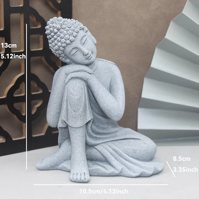 Buddha Stone Statue Little Buddhist Monks Tibetan Buddhism Figurines Zen Garden Ornament Meditation Home Aquarium Decoration
