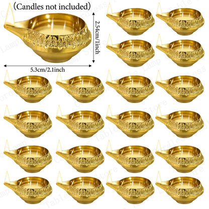 4-50Pcs  Diya Brass Oil Lamp Copper Butter Lamp Holder Traditional Indian Oil Lamp For Puja Kuber Indian Diwali Gifts