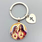 Jesus Sacred Heart Keychain Virgin Mary Glass Dome Key chain Catholic Men's and Women's Jewelry Gifts