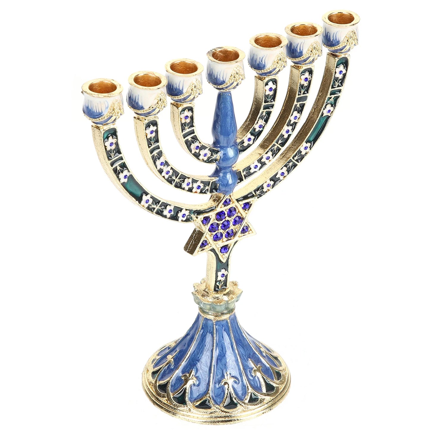 Holder Centerpiece Christmas Decorations Hanukkah Holdersticks Blue Jewish Menorah
