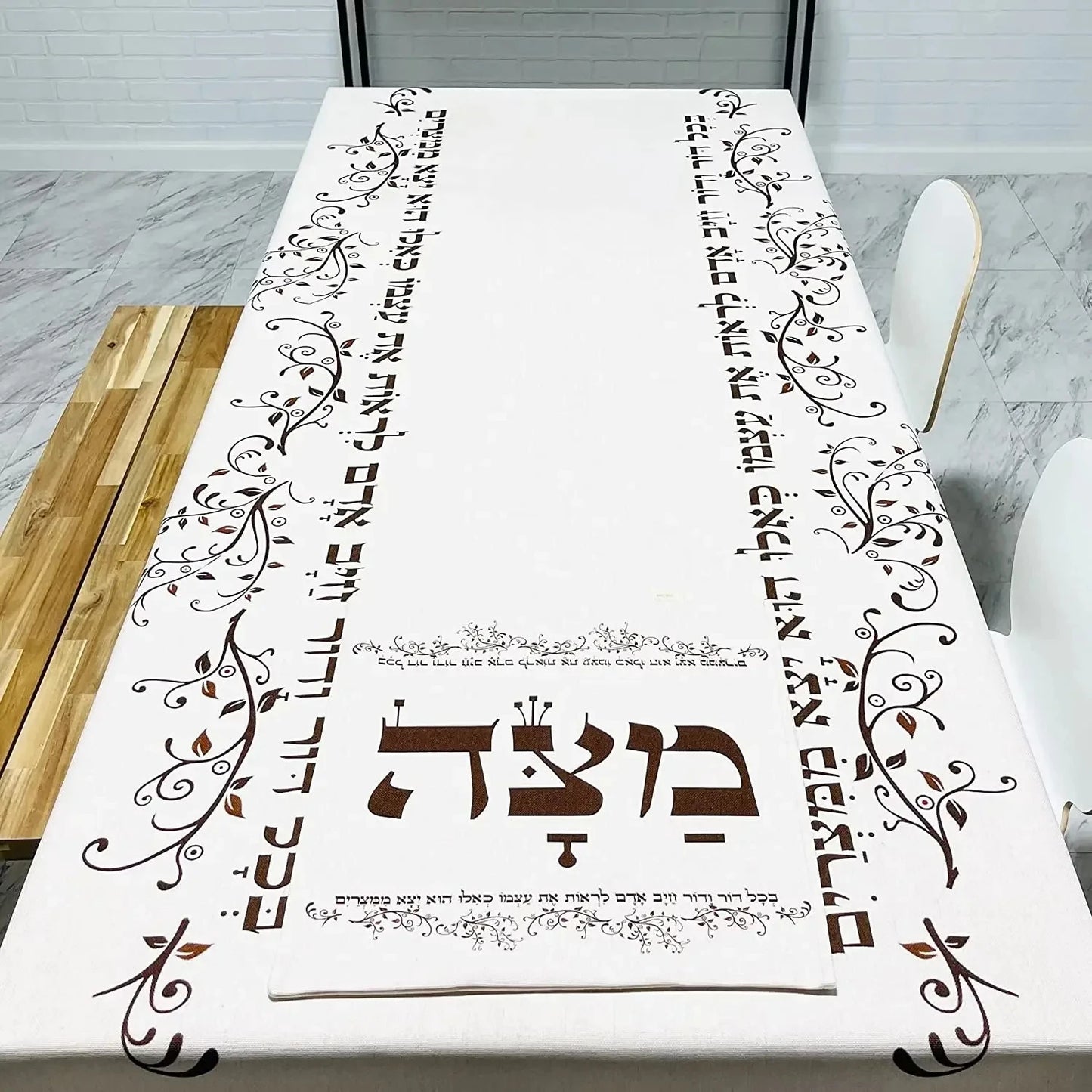 Happy Passover Waterproof Tablecloth for Table Decor Pesach Seder Jewish Hebrew Rectangle Table Cloth Kitchen Dining Table Decor