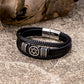 Retro Norse Hexagram Star of David Bracelet Men Stainless Steel Six Point Star Amulet Leather Wristband Religion Jewish Jewelry