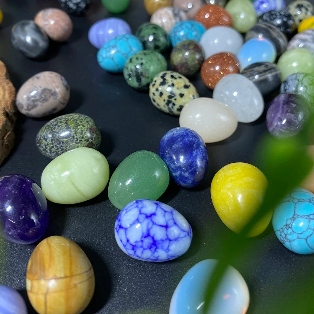 EG1-7 Mini Natural Stone Egg, Small Polished Egg Shaped Stone for Meditation Stress Relief Fidget Palm Desk Decor Gift