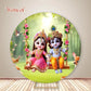 Krishna Round Backdrop Baby Baptism Backdrop Hindu God Krishna Radha Yashoda Circle Cover Indian Wedding Photography Prop