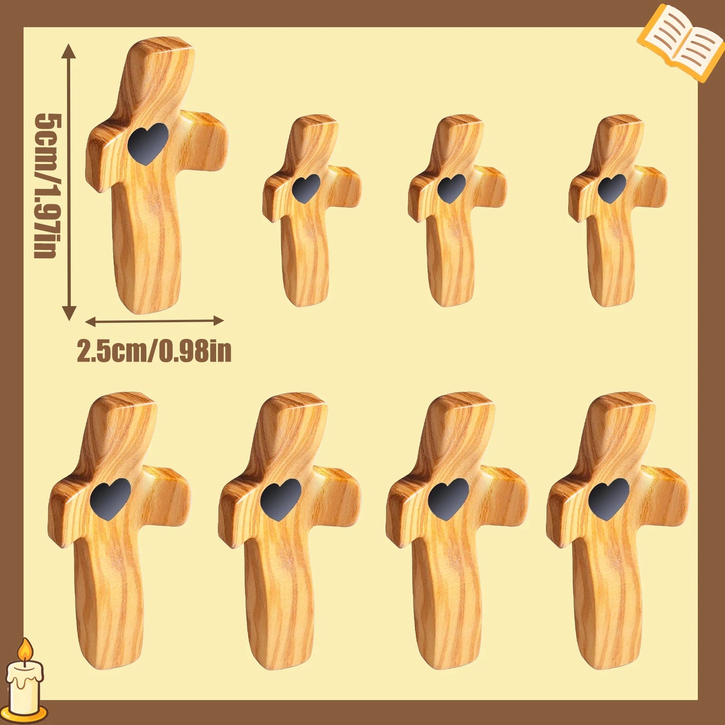 20-100Pcs Wooden Cross Fidget with Organza Bags Prayer Cross for Hand Handmade Pocket Wood Crosses Christian Encouragement Gift