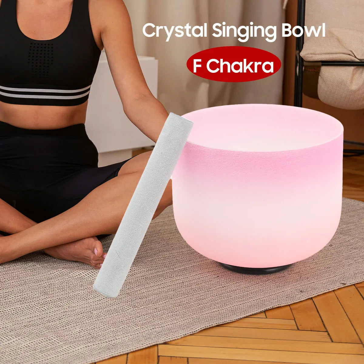 Pink Candy Crystal Singing Bowl C/D/E/F/G/A/B Note Frosted Quartz Chakra Crystal Singing Bowl for Sound Healing Meditation Yoga