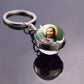 Religious Keychain St Francis Double Sided Key Chains Catholic Glass Ball Pendant Keyring Jewelry Keychain Jesus Christian Gifts