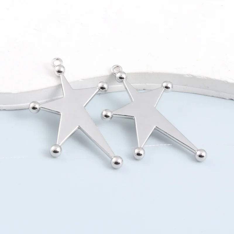 10pcs Silver Color Star Moon Cross Zinc Alloy Pendant For DIY Handmade Necklace Bracelet  Jewelry Making