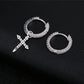 925 Sterling Silver Cross Pendant Asymmetric Hoop Earrings For Women Men Simple Personality New Trend Jewelry Wholesale