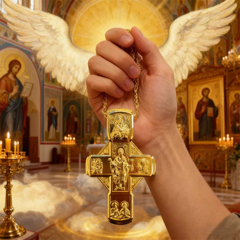 New 2026 Orthodox Jesus Cross Pendant Church Pastor Chest Pendant Religious Ritual Supplies Prayer Prayer Alloy Cross Necklace