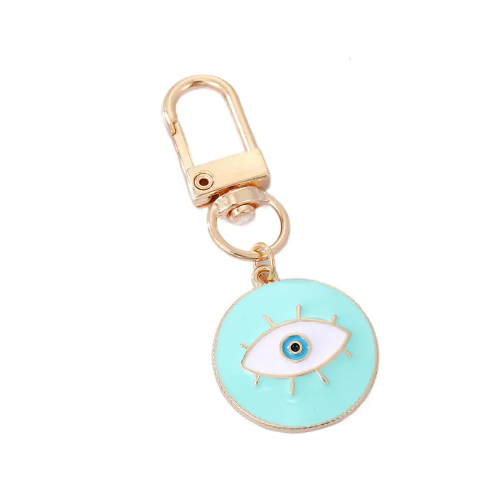 1Pcs Round Evil Eye Keychain Key Ring For Friends Couples Boho Blue Eye Bag Car Key Phone Charm Accessories Jewelry