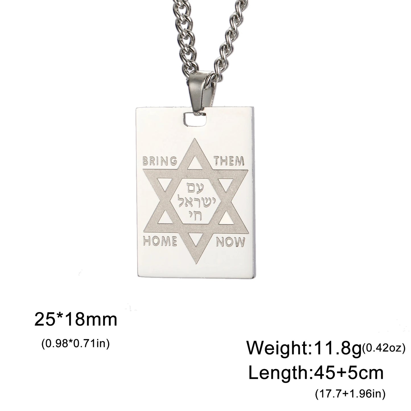 LIKGREAT Hexagram IDF Symbol Necklace Women Men Star of David Chai Pendant Jewish Stainless Steel Jewelry