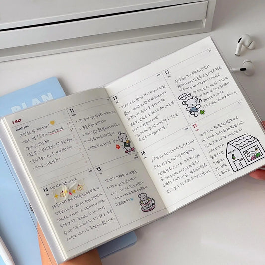 2026 Korean Notebook Schedule Book Student Monthly and Weekly Plans Journal Notebook Diary Planner Stationery Student Supplies