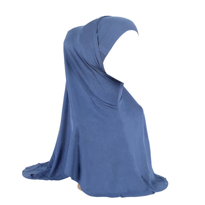 Women 2 Piece Solid Color Amira Jersey Muslim Hijab Soft Stretch Head Scarf with Tube Inner Underscarf Cap Hood Prayer Turbante