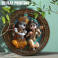 Krisha Creations12 Inch Round Krishna Radha Wooden Wall Hanger Religious Hindu God Gift Spiritual Home Decor for Door Pooja Room