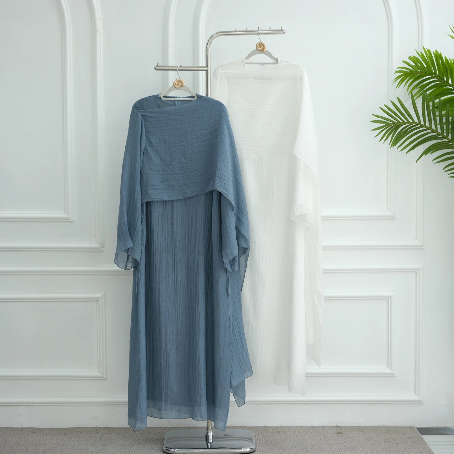 Sweet Slim-Fit Hijabi Abaya Dress-Fixed Long Scarf, Integrated Waist Belts, Decorative Pin. Ramadan Eid Party Muslim Women Dress
