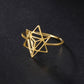Skyrim Merkaba Star Sacred Geometry Ring Women Stainless Steel Gold Color Finger Rings Wedding Band Meditation Jewelry Wholesale