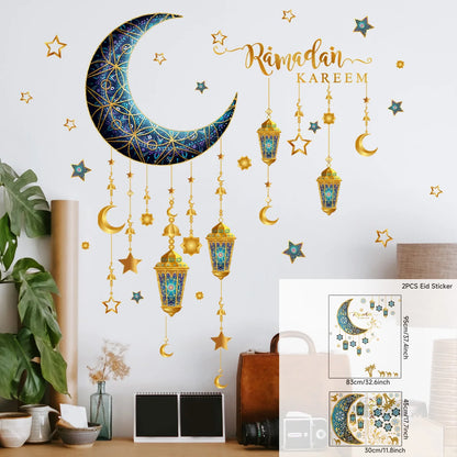Eid Mubarak Wall Stickers Kareem Ramadan Decoration 2025 For Home Islamic Muslim Party Decor Mubarak Ramadan Window Sticker Gift