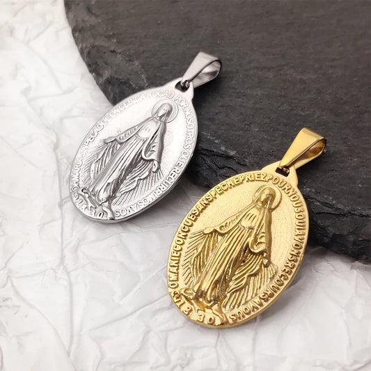 Hot Sale Virgin Mary Pendant Necklace - 18K Gold Plated & 316L Stainless Steel Religious Medallion, Catholic Gifts for Women Men