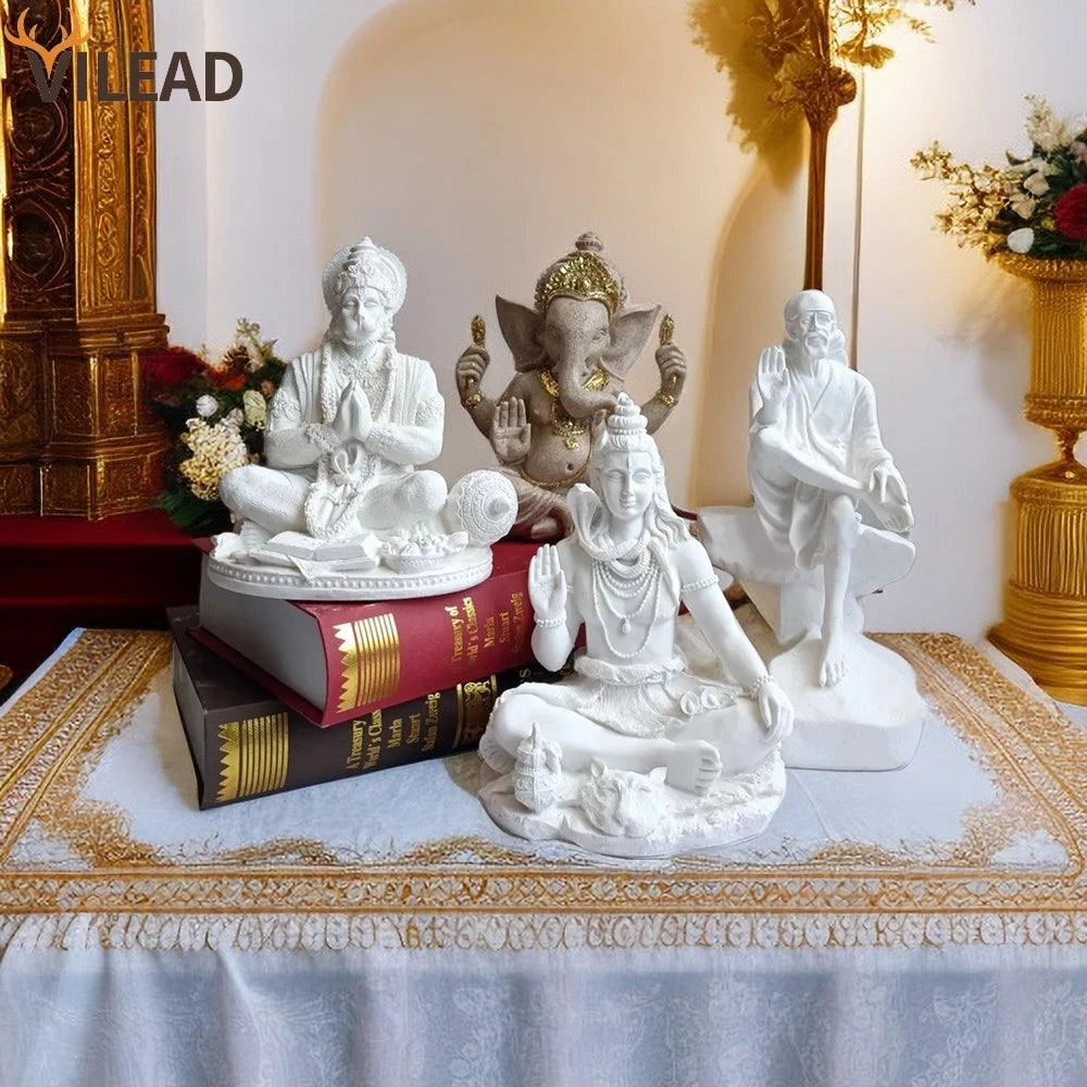 Resin Indian Ganesha Shiva God Statue Sai Baba of Shirdi Sculpture Lord Hanuman Hindu Buddha Religious Fengshui Home Decor