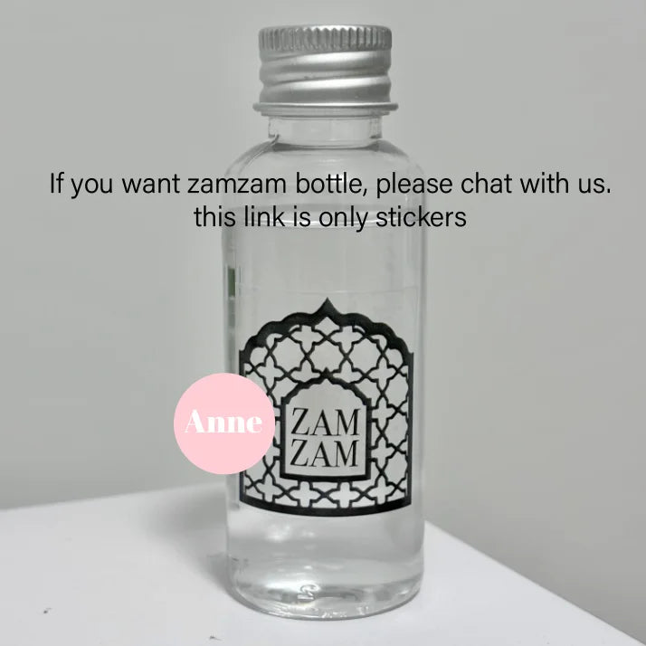 Custom Zamzam Water Bottle Sticker Wedding Label Clear Personalized Name Adhesive Umrah Mubarak Hajj Islamic Gift Decoration