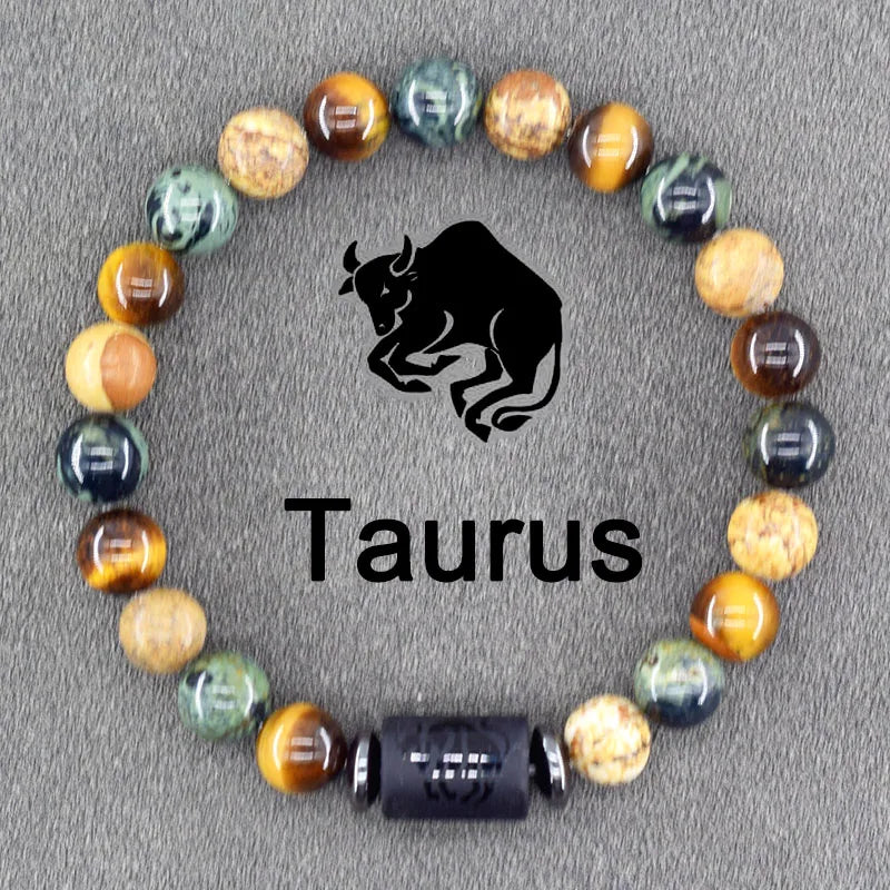 Zodiac Sign Bracelet Homme 12 Constellation Bangles Men Gemini Virgo Leo Libra Bracelet Women Friendship Gift Bracelet on Hand