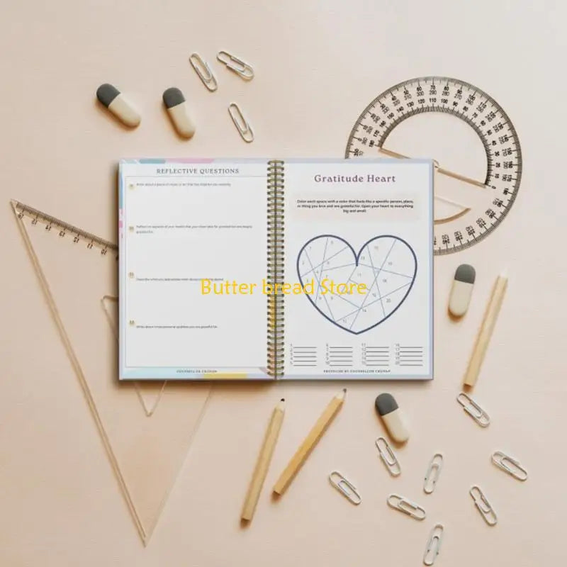 W89C Daily Gratitude Planner Notebook Twin Coil Binding Gratitude Journal For Mindfulness Practice and Mental Health Tracking
