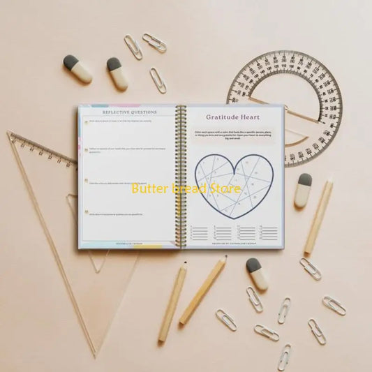 W89C Daily Gratitude Planner Notebook Twin Coil Binding Gratitude Journal For Mindfulness Practice and Mental Health Tracking