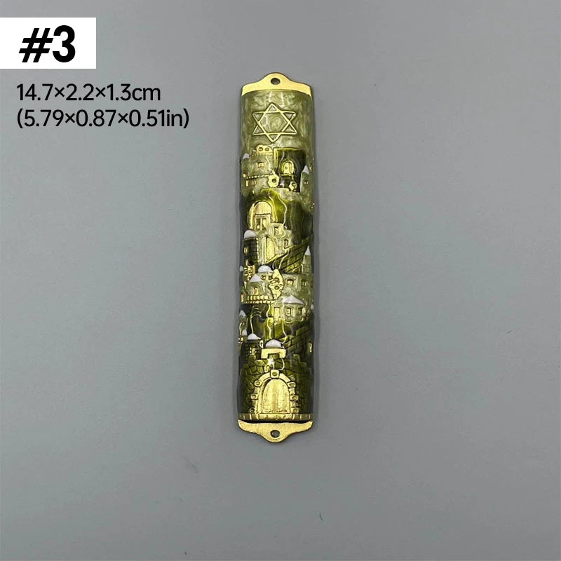 Jewish Mezuzah Case Cover Home Blessing Door Ornaments Delicate Enamel Flowers Embellished Crafts Jewish Traditional Holy Gifts